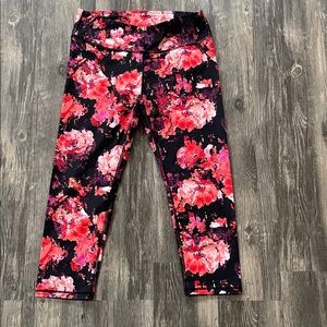 Floral women’s Leggings - Black and Pink